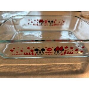 Mickey and Minnie Pyrex Rectangle Glass Dish